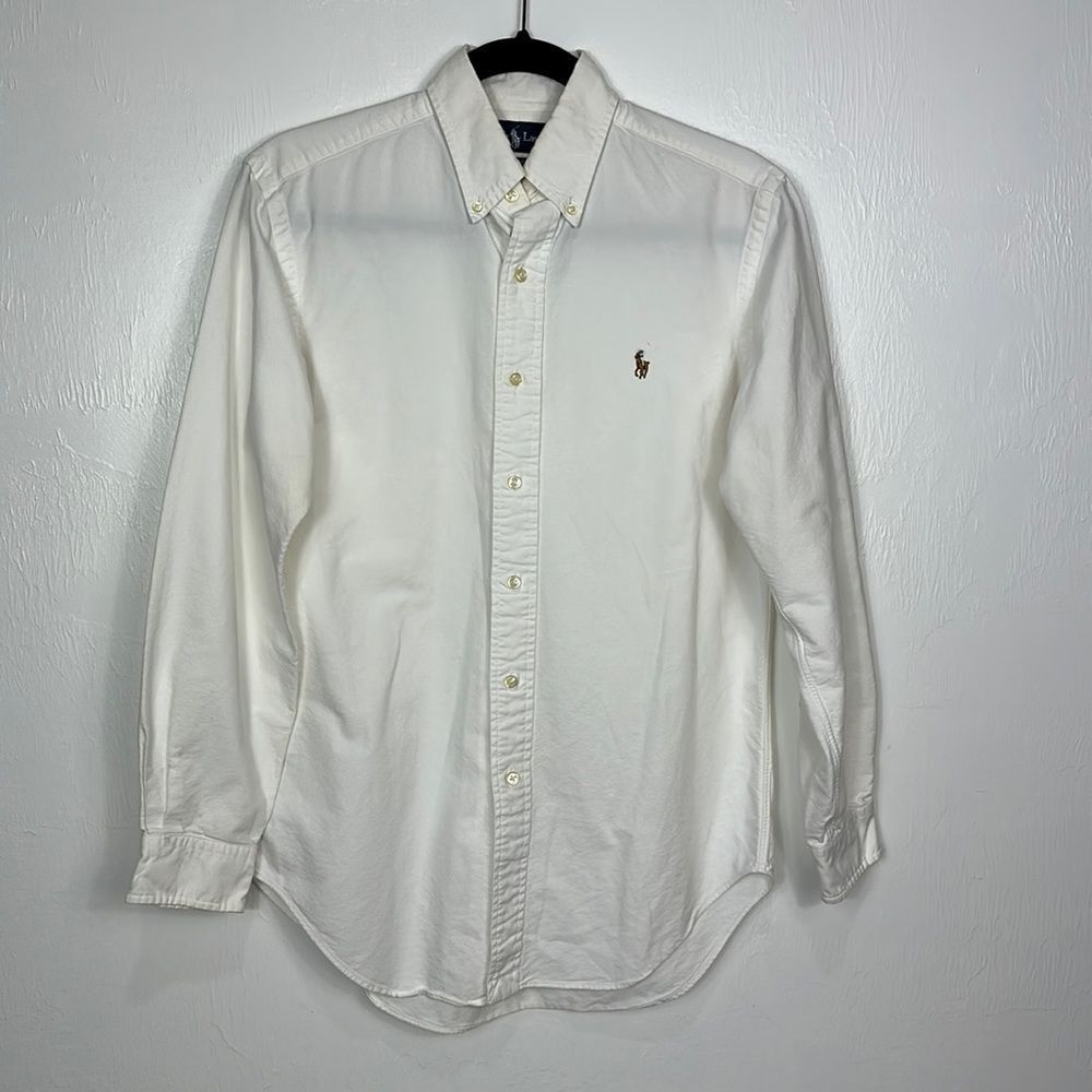 Ralph Lauren Classic Fit White Cotton Long Sleeve Button Down Shirt Size 32/33